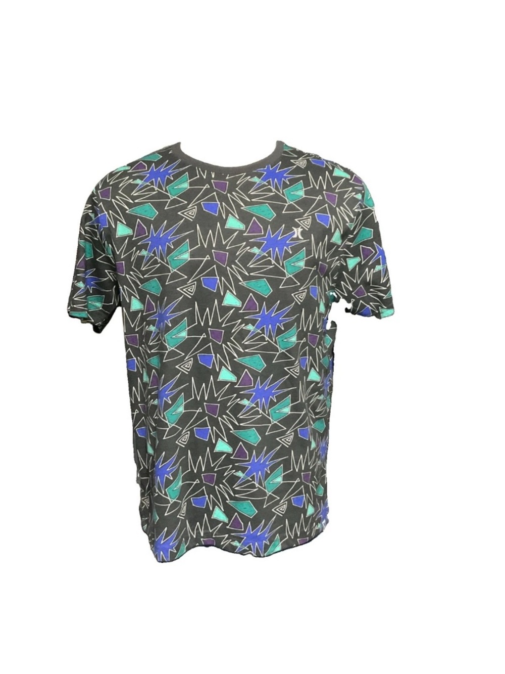 Hurley Short-Sleeve Graphic Tee Charcoal with Teal & Blue Accents Large  NWT